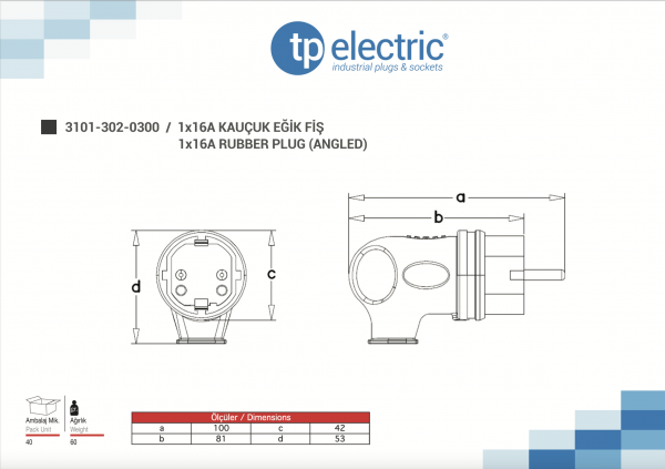 Schutzkontakt Stecker mit Griff IP44 (Orange)